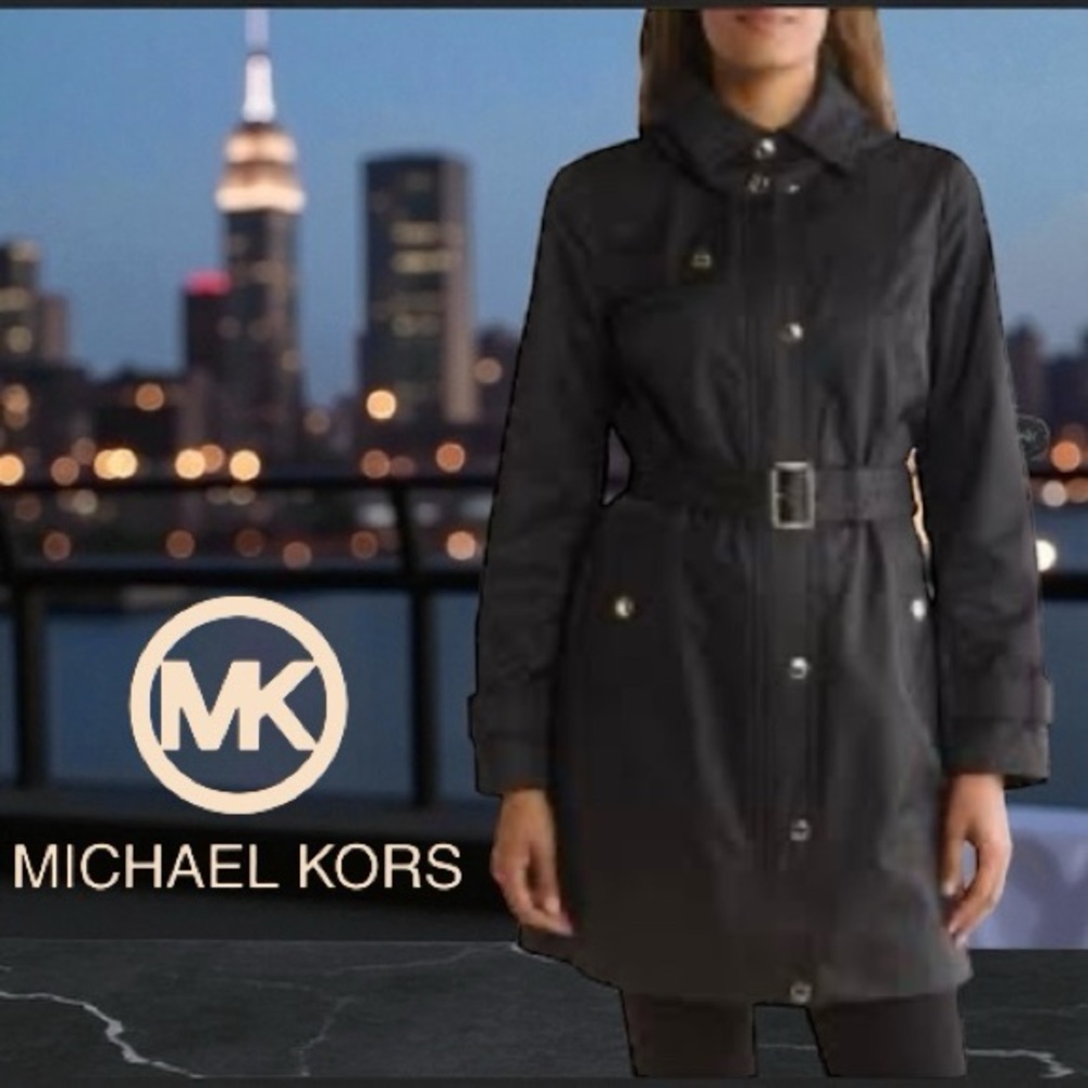 Michael Kors®️ Black Trench/Rain Coat with Goldtone Hardware • Size Small